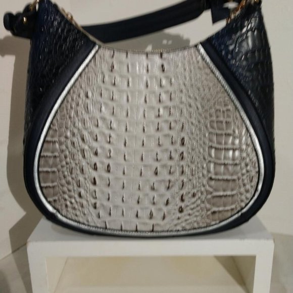 Mia K Collection Women's Croc Embossed  -Gray Navy Handbag - Picture 2 of 6